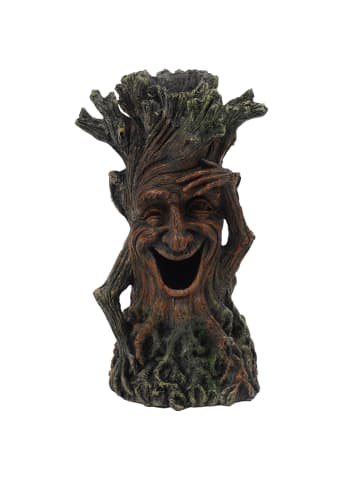 relaxdays Aquarium Deko "Baum mit Gesicht" in Braun - (B)12 x (H)23 x (T)11 cm