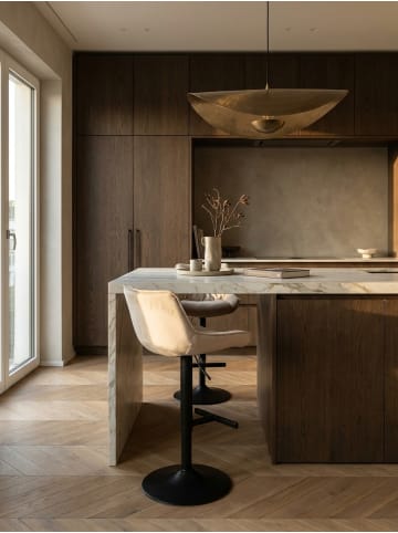 KADIMA DESIGN Barhocker Samt Hocker mit Lehne 86 - 106 cm, Küchenhocker in Beige