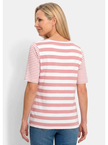 GOLDNER Streifenshirt aus softer Baumwollmischung in rosé / weiß / geringelt