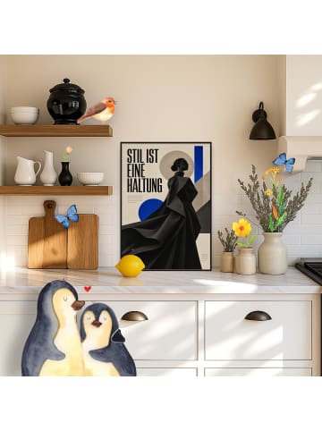 Mr. & Mrs. Panda Poster Silhouette stilvoll Design mit Spruch in Weiß