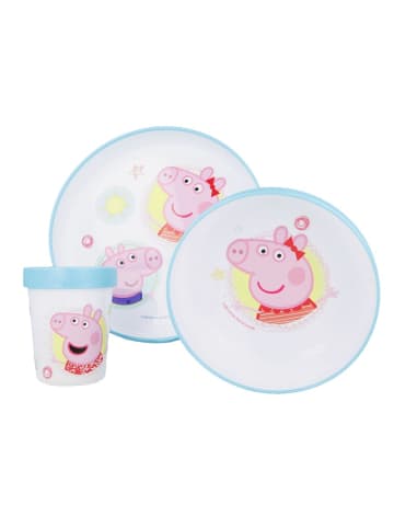 Peppa Pig Geschirr-Set Rutschfest | Peppa Wutz | 3-teilig | Teller, Schüssel, Trinkbecher