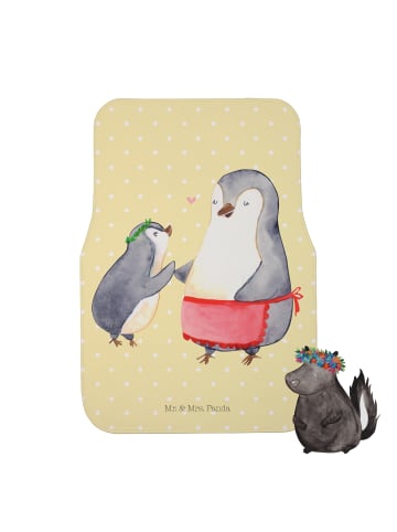 Mr. & Mrs. Panda Autoteppich Pinguin mit Kind ohne Spruch in Gelb Pastell