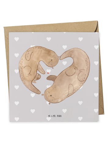 Mr. & Mrs. Panda Deluxe Karte Otter Valentine ohne Spruch in Grau Pastell