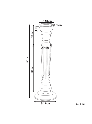 Beliani Kerzenständer MALLAWI in Braun/Weiß - (W) 10 x (H) 50 x (L) 10 cm