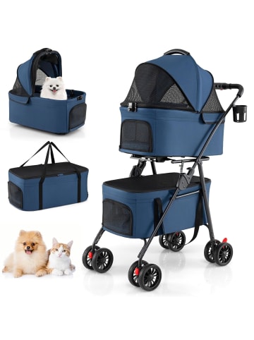 COSTWAY 3 in 1 Hundewagen klappbar in Blau