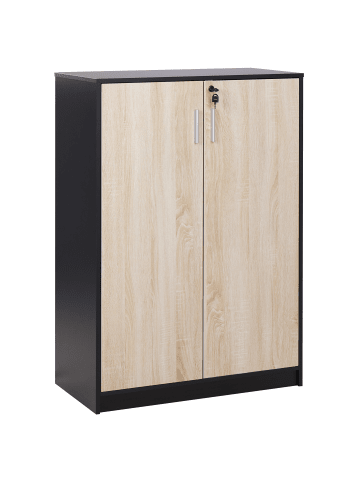 Beliani Büroschränke ZEHNA in Braun/Schwarz - (W) 80 x (H) 117 x (L) 40 cm