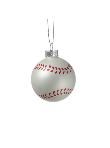 MARELIDA Weihnachtsbaumschmuck Baseball Weihnachtskugel D: 5,6cm in weiß