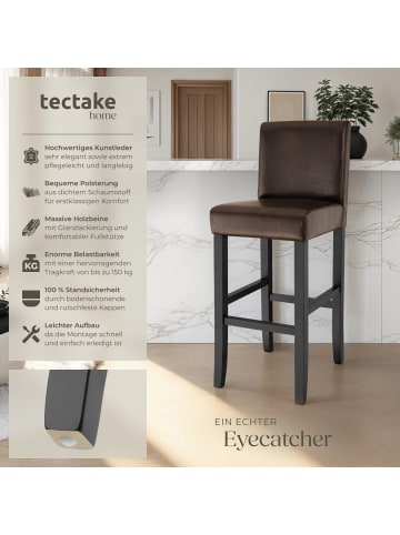 tectake Barstuhl aus Kunstleder, gepolstert mit Rückenlehne