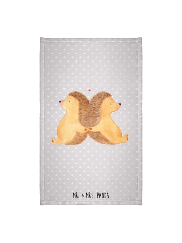 Mr. & Mrs. Panda Kleines Handtuch Igel händchenhaltend ohne Spruch in Grau Pastell