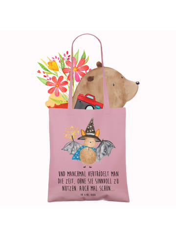 Mr. & Mrs. Panda Strandtasche Fledermaus Zauberer mit Spruch in Rosa Pastell