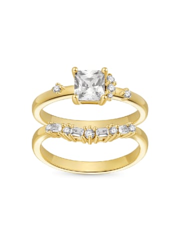 GNOCE 925 Sterling Silber vergoldet Ring 54