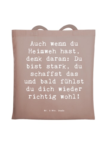 Mr. & Mrs. Panda Tragetasche Spruch Heimweh überwinden mit Spruch in Braun Pastell