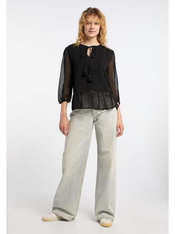 DreiMaster Damen Blusenshirt Mit Spitze in SCHWARZ