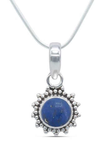 mantraroma 925er Silber - Ketten (L) 11 x (B) 21 mm mit Lapis Lazuli