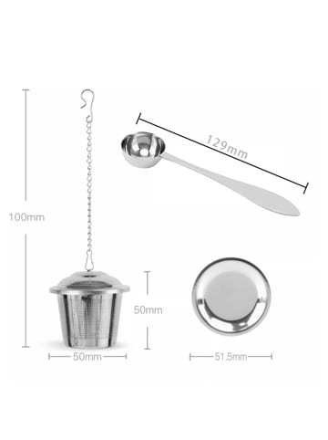 Intirilife 5-teiliges Teeset mit Aufgussvorrichtungen in Silber