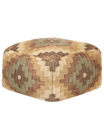 Beliani Pouf MAGURI in Braun/Bunt/Beige - (W) 50 x (H) 30 x (L) 50 cm