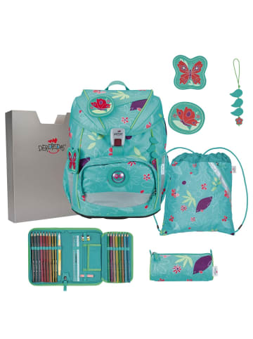 DerDieDas ErgoFlex Light - Schulranzen Set 5tlg. 800g (Purple Unicorn) in Butterfly Garden