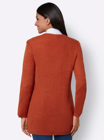 Sieh an! Long-Strickjacke in rostrot