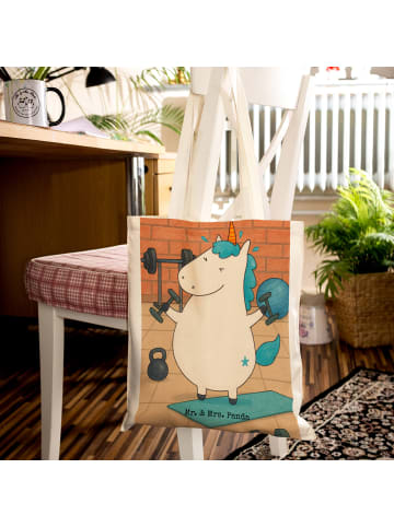 Mr. & Mrs. Panda Tote Bag Einhorn Fitness Design ohne Spruch in Weiß