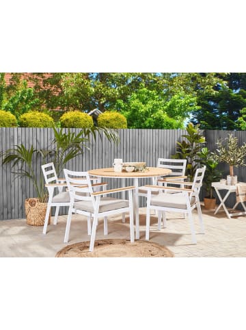 Beliani 9-tlg Gartentisch Set CAVOLI in Weiß/Beige/Braun