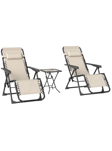 Outsunny Gartenliege Set 90L x 65B x 110H cm Beige