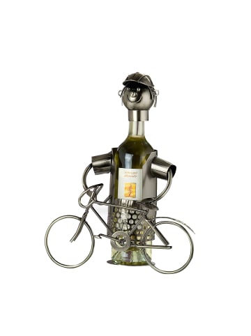 GILDE Weinflaschenhalter "Fahrrad" in Silber - H. 28 cm