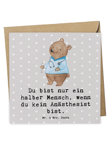 Mr. & Mrs. Panda Deluxe Karte Anästhesist Herz mit Spruch in Grau Pastell