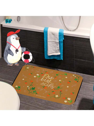 Mr. & Mrs. Panda Badteppich Erdbeeren Süß mit Spruch in Bunt