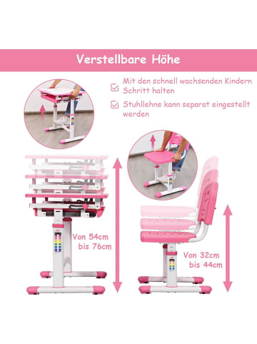 COSTWAY Schreibtisch mit Stuhl in Rosa