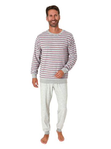 NORMANN langarm Frottee Schlafanzug Pyjama Bündchen - 82254 in grau
