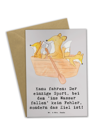 Mr. & Mrs. Panda Grußkarte Kanu Abenteuer mit Spruch in Grau Pastell