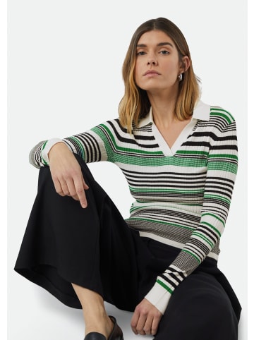 comma Strickpullover langarm in Grün-schwarz-weiß