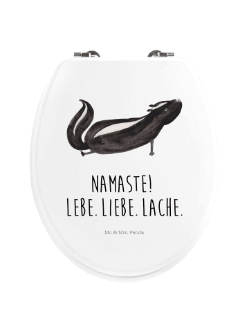 Mr. & Mrs. Panda Motiv WC Sitz Stinktier Yoga mit Spruch in Weiß