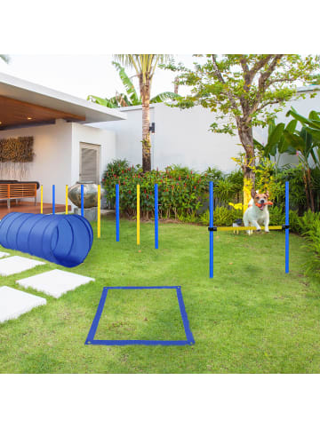 Pawhut Hunde Agility Set Gelb+Blau PE+ Polyester