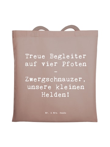 Mr. & Mrs. Panda Tragetasche Spruch Zwergschnauzer Helden mit Sp... in Braun Pastell