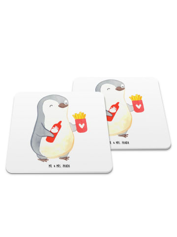 Mr. & Mrs. Panda Tischuntersetzer Pinguin Pommes ohne Spruch in Weiß