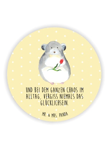 Mr. & Mrs. Panda Rund Magnet Chinchilla Blume mit Spruch in Gelb Pastell