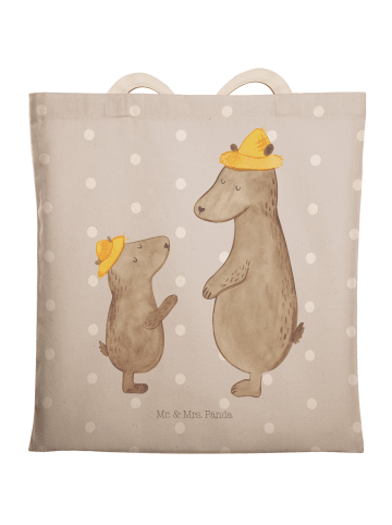 Mr. & Mrs. Panda Tote Bag Bären mit Hut ohne Spruch in Grau Pastell