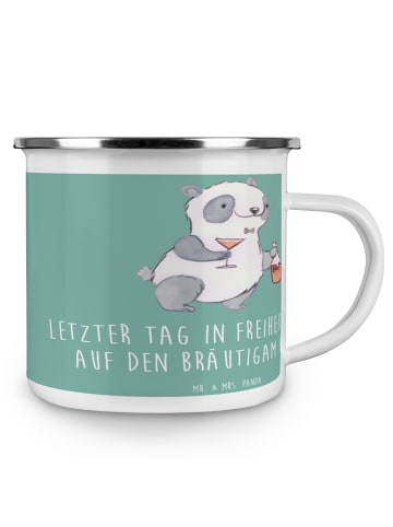 Mr. & Mrs. Panda Becher Junggesellenabschied Feier mit Spruch in Meeresbrise
