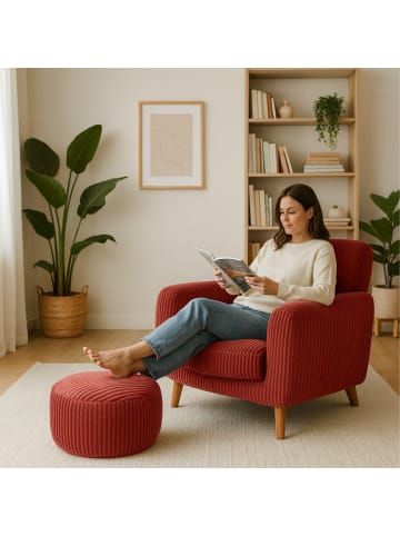 relaxdays Pouf in Rost - (H)25 x Ø 35 cm