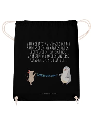 Mr. & Mrs. Panda Stoffbeutel Maus Pinguin Geburtstag mit Spruch in Schwarz