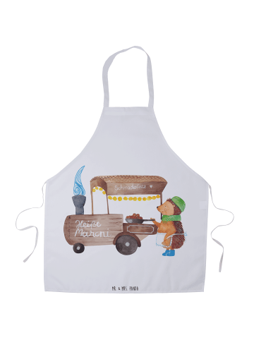 Mr. & Mrs. Panda Schürze Igel Maronen ohne Spruch in Weiß