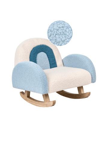 Beliani Schaukelstuhl OMBO in Blau/Heller Holzfarbton - (W) 44 x (H) 48 x (L) 53 cm