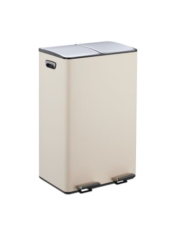 relaxdays Mülleimer in Beige/ Silber - 2x 30 Liter