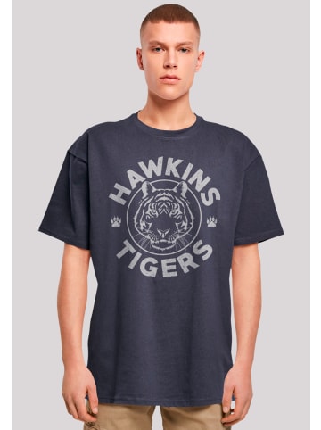 F4NT4STIC Oversize T-Shirt Stranger Things Hawkins Grey Tiger in marineblau