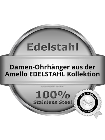 Amello Ohrringe Edelstahl (StainlessSteel) vergoldet (Roségold 333) Panzer Ohrhänger