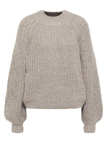 myMo Strickpullover in Grau Mehrfarbig