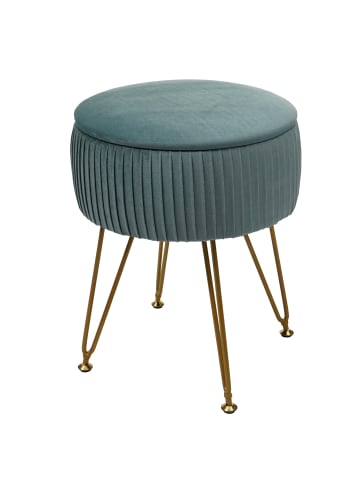 MCW Sitzhocker K46 mit Staufach, Grün, Gestell gold