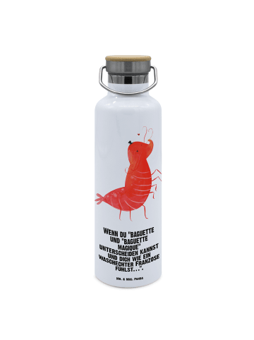 Mr. & Mrs. Panda Edelstahl Trinkflasche Garnele Franzose mit Spruch in Weiß