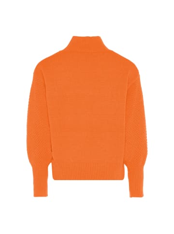 myMo Damen Pullover Mit Blumenstick in ORANGE